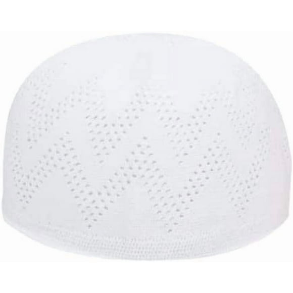 Cotton Adult Men's Islamic Prayer Cap (White, Free Size), Stretchable Prayer Hat For Men, Namaz Topi, Skull Cap/Koofi/kufi, Muslim Spiritual Items, Islamic Muslim Essentials, Pack of 1