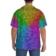 thumbnail image 5 of Sigee Colorful Glitter Print Men's Shirts Casual Button Down Short Sleeve Summer Beach Shirt Hawaiian Vacation Shirts Tee Shirt-, 5 of 7