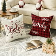 thumbnail image 3 of Sm:)e Let It Snow Family Home Together Christmas Pillow Covers Buffalo Plaid 18 x 18 Inch, Set of 4 Square Winter Xmas Decorative Farmhouse Outdoor Throw Pillow Case, 3 of 6