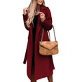 thumbnail image 1 of LinYooLi Trench Coats for Women Casual Lapel Long Solid Color Wrap Coat Wool Blend Overcoat Shacket Jacket, 1 of 4