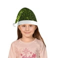 thumbnail image 5 of Haiem Green Glitter Sparkle Pattern Santa Hat Confortable Velvet Christmas Hat for Christmas Party Favors Fit for Adults and Kids, 5 of 6