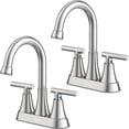 thumbnail image 1 of Grifos de baño Hurran de níquel cepillado de 4 pulgadas, paquete de 2 y 3 orificios, 1 of 7