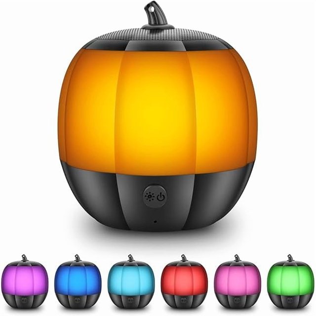 wonima02 Small Bluetooth Speakers, Portable Wireless Speaker, Small Pumpkin Speakers, Shower Speaker,7 Color Led Lights for Men Women Kids