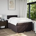 Box spring bed with mattress dark brown 120x190 cm fabric