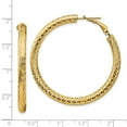 thumbnail image 3 of Auriga Fine Jewelry 14k Yellow Gold 4x35mm Diamond Cut Hoop Earrings for Women, 3 of 5