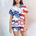 thumbnail image 2 of Sgkm Girls Summer Outfits Cute Patriotic Print Girls Short Sleeve Shorts Set Home Wear Soft Independence Day Outfits for Toddler Kids, 2 of 5