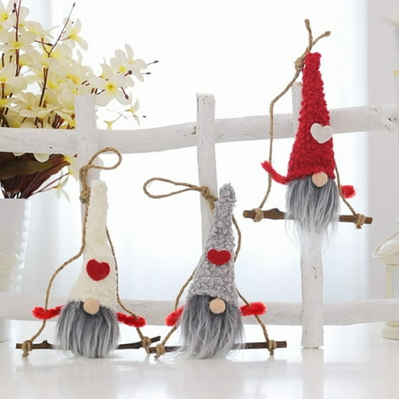 Christmas Swedish Gnome Plush Hanging Doll Toy Tree Toppers Desktop Ornament -