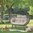 thumbnail image 6 of Yeahumalia 2-Person Glider Egg Chair, Patio Wicker Rocking Egg Loveseat Lounger Chair with Cushions for Indoor Outdoor Bedroom Porch Backyard, Brown Frame, 6 of 9