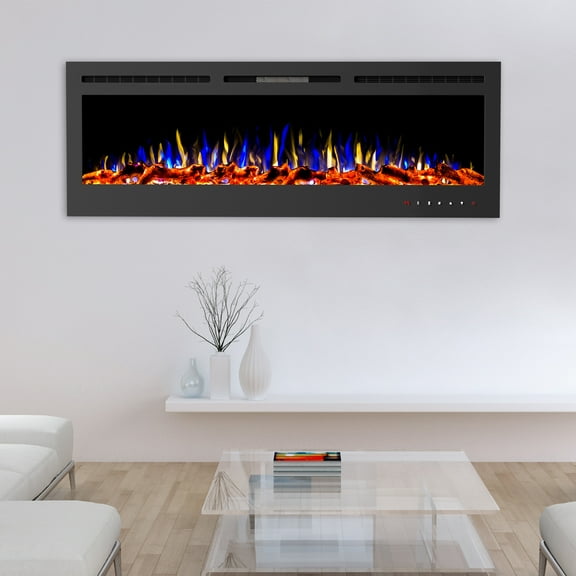 Somerset Home 72-inch Wall Mount Electric Fireplace with Remote Control (Black)