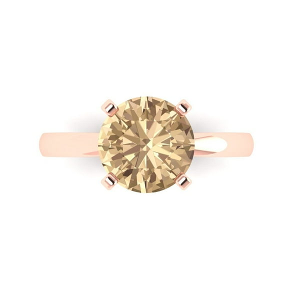 Clara Pucci 14K Rose Gold 3ct YellowMoissanite Solitaire Ring for Women