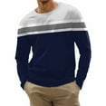 thumbnail image 2 of Goodtrade8 Plus Size Tops Men Casual Color Block Crew Neck Blue Long Sleeve Fall Shirts, 2 of 4