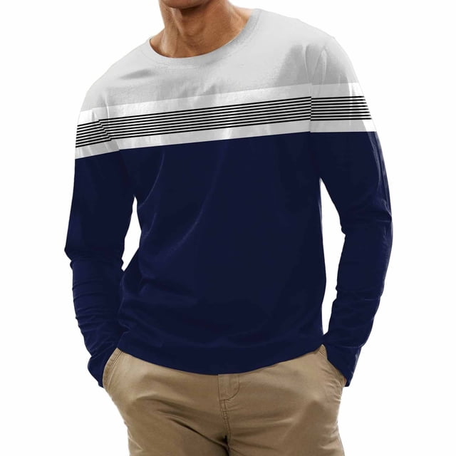 Birdeem Mode Hommes Décontracté Col Rond Manches Longues Blouse Imprimée Haut Chandail T-Shirt