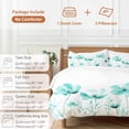thumbnail image 6 of 3 Piece Blue Aqua Flower Duvet Cover Set California King,Microfiber Comforter/Quilt Cover with Corner Ties and 2 Pillowcases,White Floral Plant Herb Botanical All Season Bedding with Zipper Closure, 6 of 8