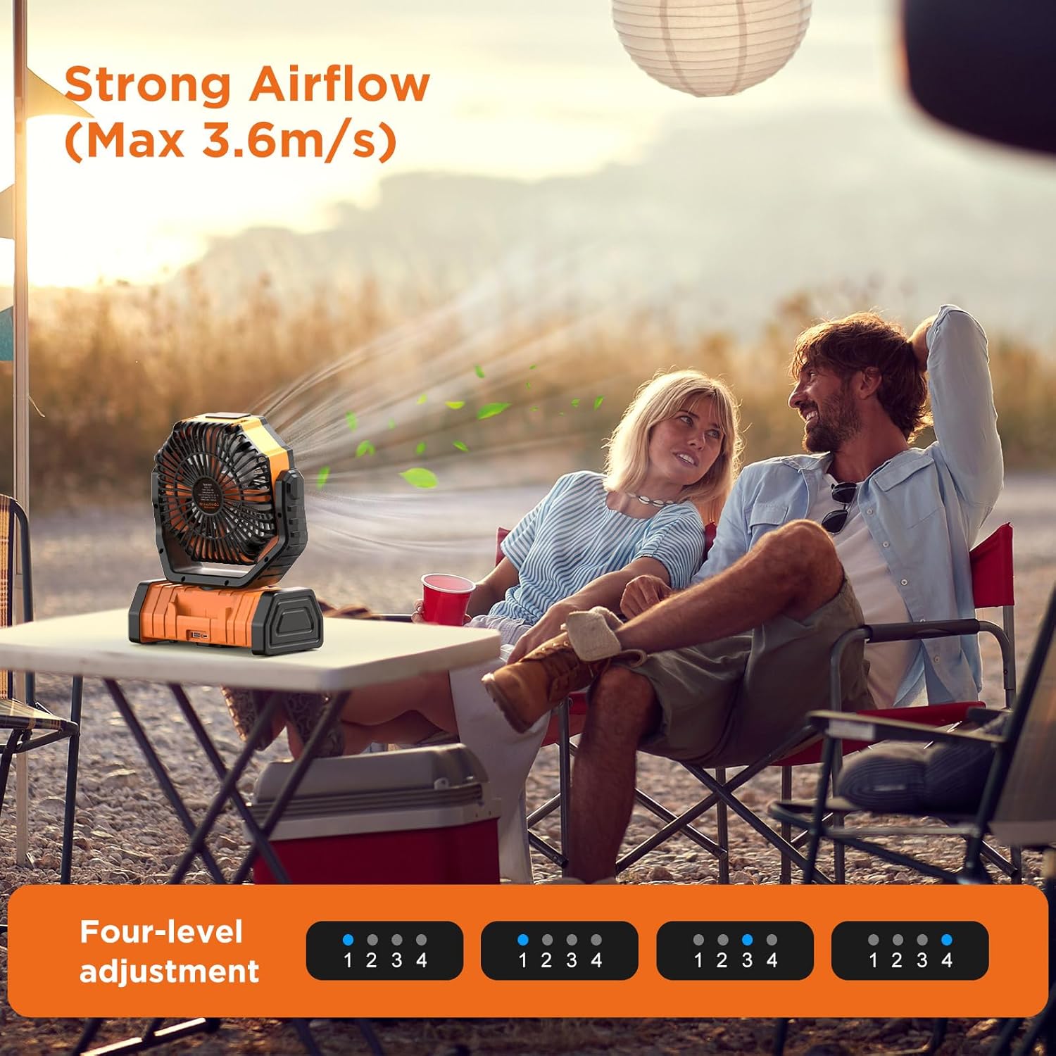 F6 Camping Fan, Portable Battery Powered Fan with 20000mAh Rechargeable Battery, LED Lantern, Remote & Oscillating - 4 Speed for Tent, Travel, Bedroom, Car, Outdoor Camping Essentials