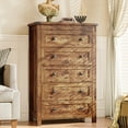 thumbnail image 4 of FANRAL 5 Drawers Tall Dresser for Bedroom,Wood Tall Dresser Modern Chest of Drawers,Closet Clothes Organizer Storage Cabinet,Brown Dresser, 4 of 7