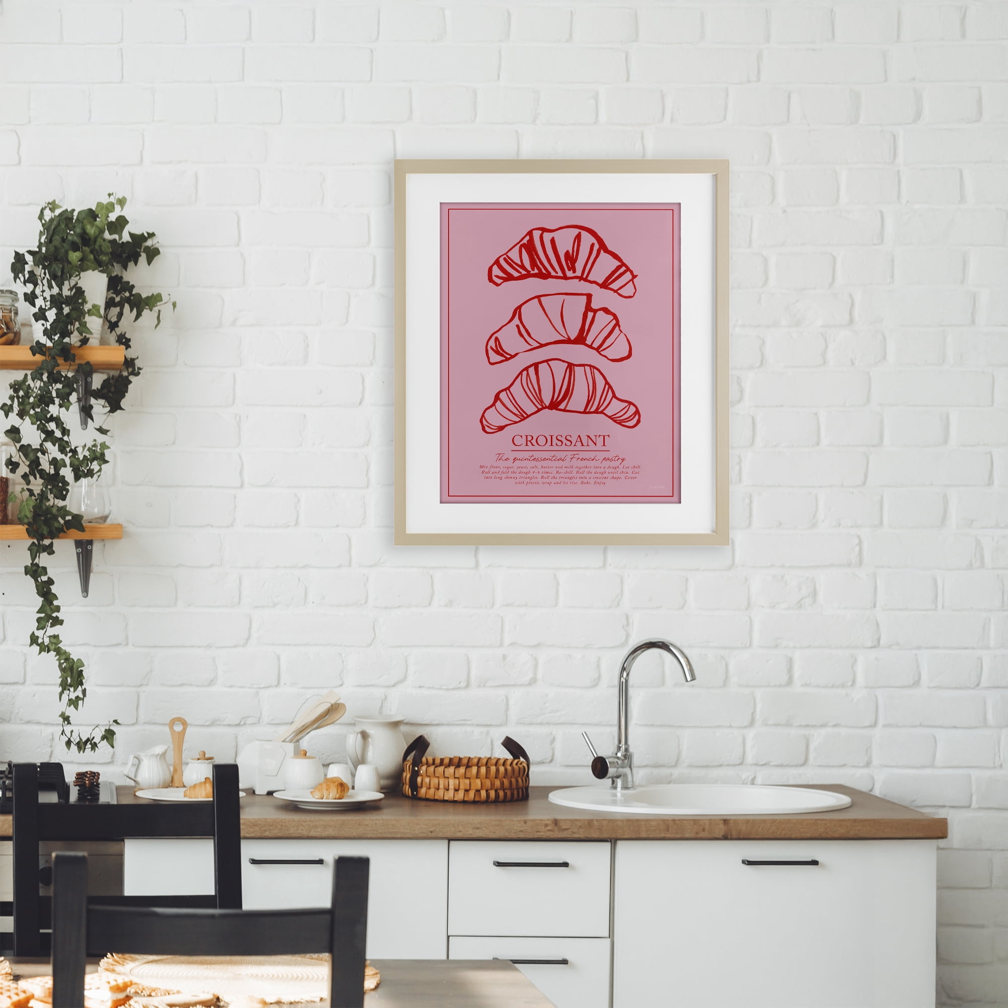 Stupell Industries Croissant Breakfast Pastry Birch Framed Print Under Glass, design by Jenaya Jackson