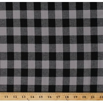 Gray Black Buffalo Plaid Flannel 1"x0.75" Check Fabric By the Yard (2967M-9N-grey1in)