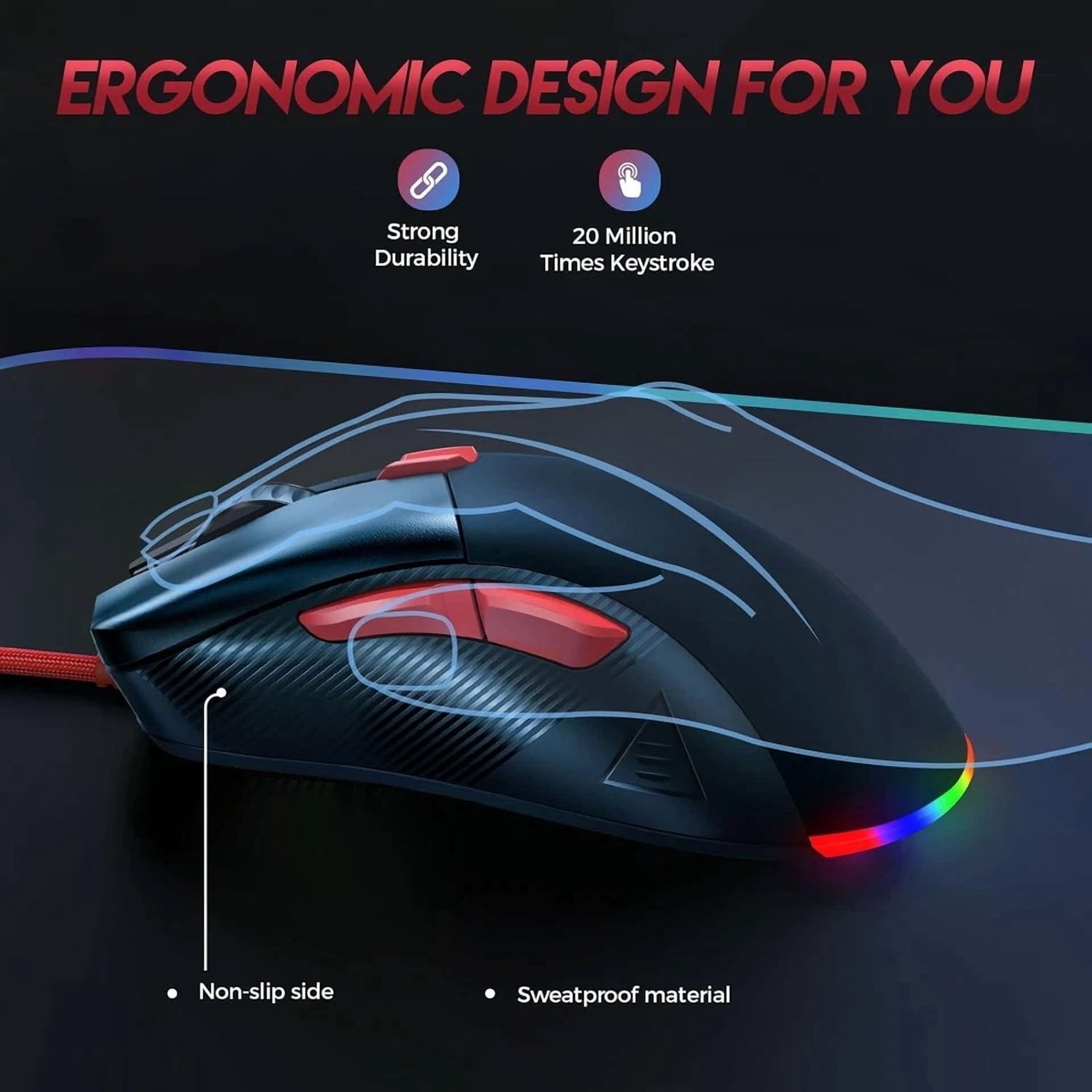CIRCLE- Eksa Em500 Wired Gaming Mouse – Rgb, 8 Buttons, 12400 Dpi – New In Box