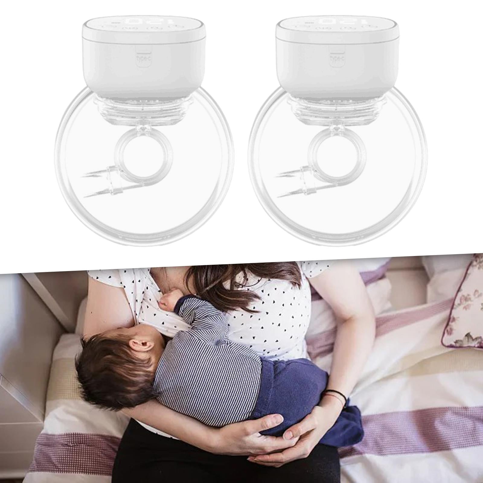 LeeQinersw Portable Milk Pump, Breastfeeding Pump, Strong Suction, Smart Display, Automatic White 2pcs