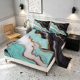 thumbnail image 2 of Manfei Aesthetic Marble Queen Sheets, Marbling Metallic Queen Sheet Sets, Teal, Black and Gold, Black Reversible 4 Pieces1 Flat Sheet + 1 Fitted Sheet + 2 Pillowcases, 2 of 6