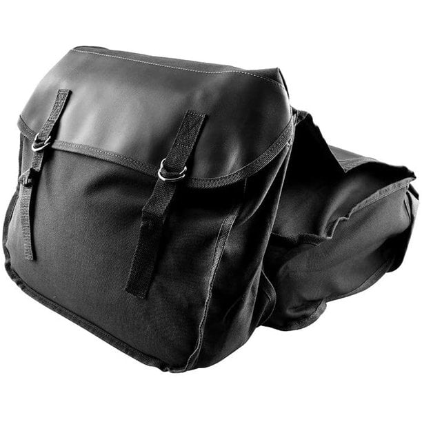 MKING Motorcycle General Riding BAG Canvas Saddle Bag Back Saddle Kit Satchel Black