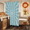 thumbnail image 5 of Abstract Sun Shower Curtain, Waterproof Shower Curtains for Bathroom, Middle Century Bohemia Sunshine Retro Blue Washable Fabric Bathtub Curtain Set Bath Decor with 12 Hooks 48"x72", 5 of 8