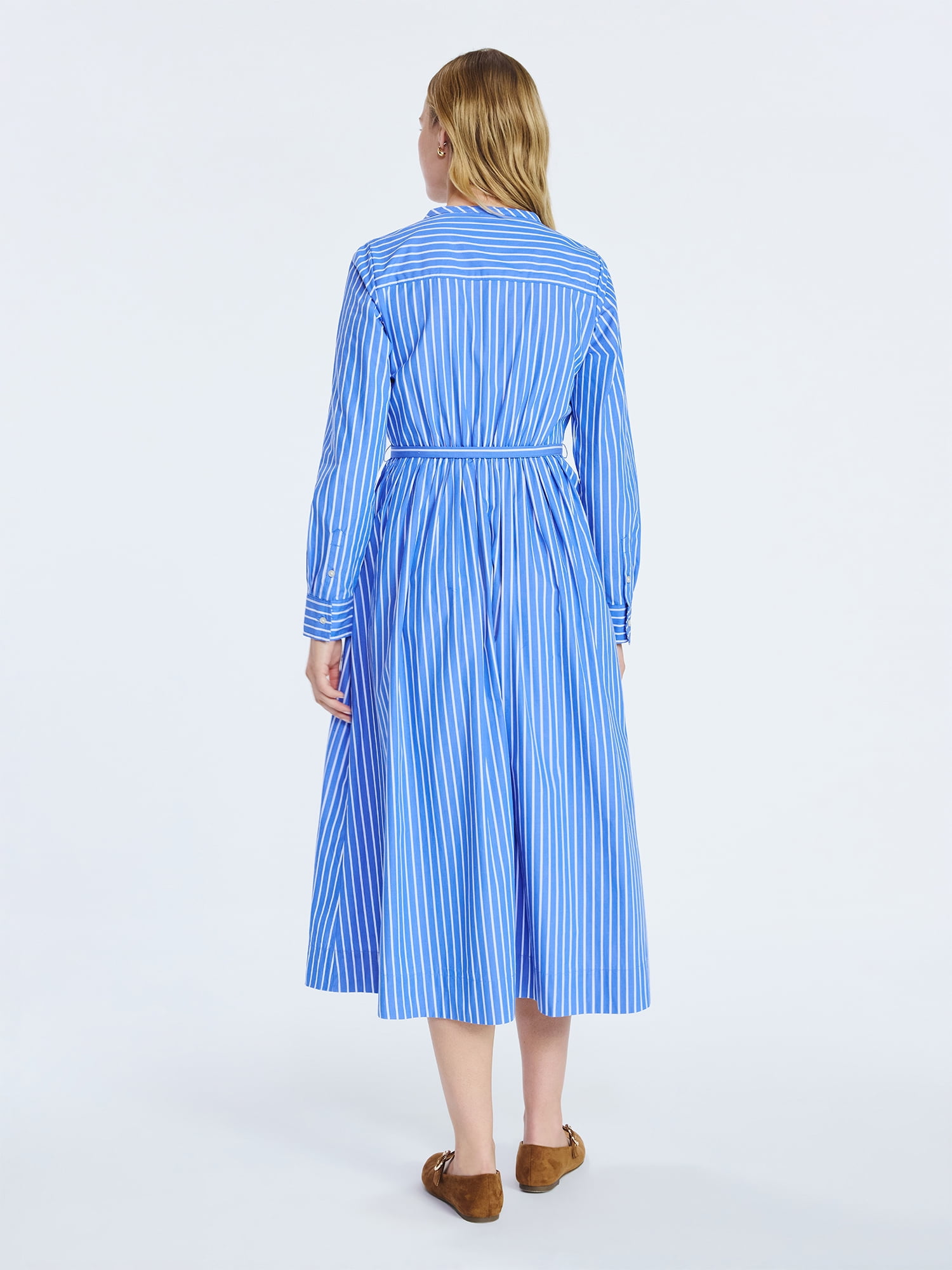 chinese dress ladies Zhyaj Long Sleeve Striped Midi Dresses for Women Business Casual V Neck  Belted Tie Waist A Line Elegant Work Summer Fall Shirt Dress, Blue, S at  Amazon Women's Clothing store main image 0