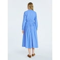 thumbnail image 3 of Free Assembly Women's and Women's Plus Pleated Cotton Midi Shirtdress with Long Sleeves, Sizes XS-4X, 3 of 6