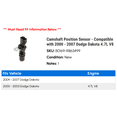 thumbnail image 2 of Camshaft Position Sensor - Compatible with 2000 - 2007 Dodge Dakota 4.7L V8 2001 2002 2003 2004 2005 2006, 2 of 2