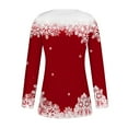thumbnail image 3 of IROINNID Deals Women's Fall Tops Long Sleeve Christmas Printed V-neck Tunic Tops Casual Loose Fit Button Comfy Top,Red, 3 of 3
