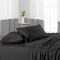 thumbnail image 5 of Sheet Set 4 PC-100% Egyptian Cotton, 300 TC, Breathable & Cooling Sheets-Flat Sheet, Fully Elasticized Fitted Sheet with 18" Deep Pocket & 2 Pillowcases-Dark Gray Stripe, Full/Queen Size, 5 of 6