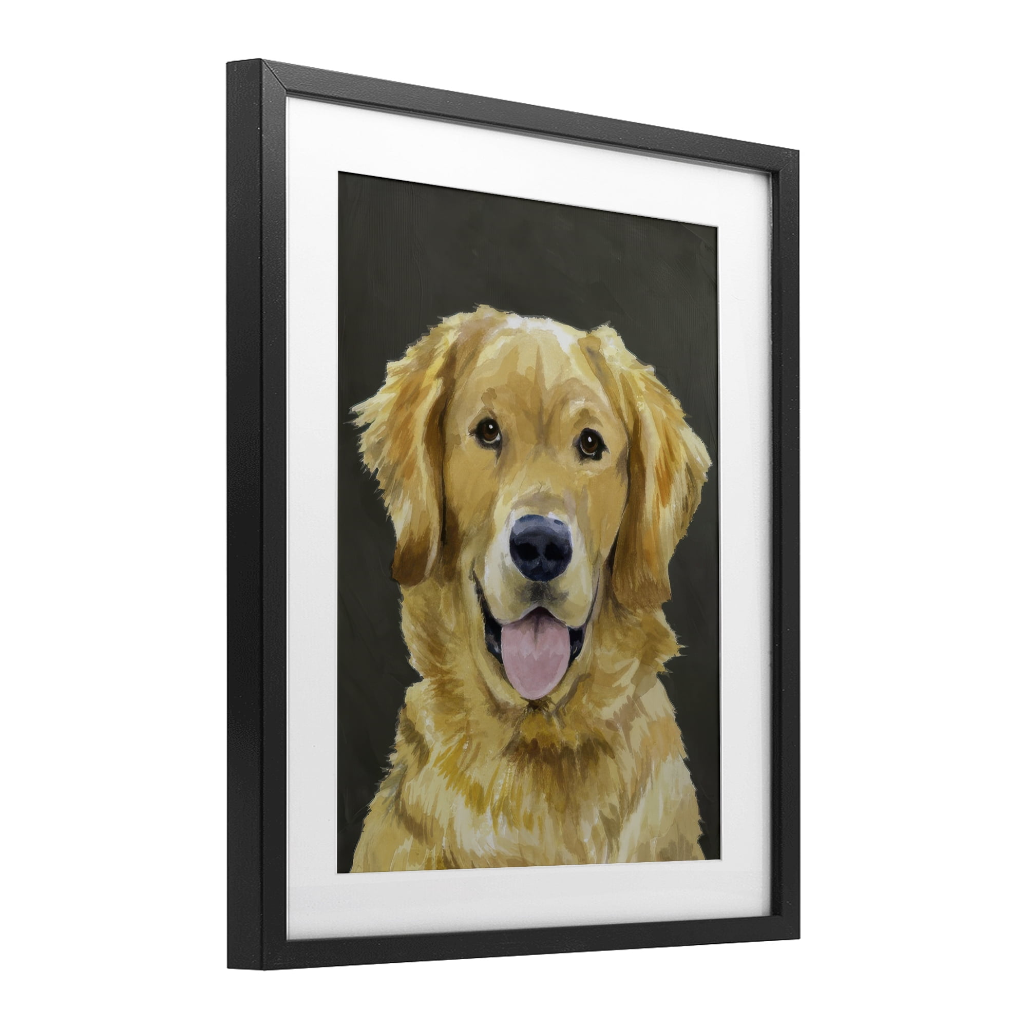 Stupell Industries Joyful Golden Retriever Portrait Black Framed Print Under Glass, design by Lil' Rue