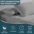 thumbnail image 2 of SKY BEDDINGS - 600 Thread Count Egyptian Cotton Sheets - Luxury Queen Size Cooling Bed Sheets - Soft Sateen Weave Cotton Sheets for Queen Bed - Deep Pocket Fits upto 16" Mattress - Light Grey, 2 of 6