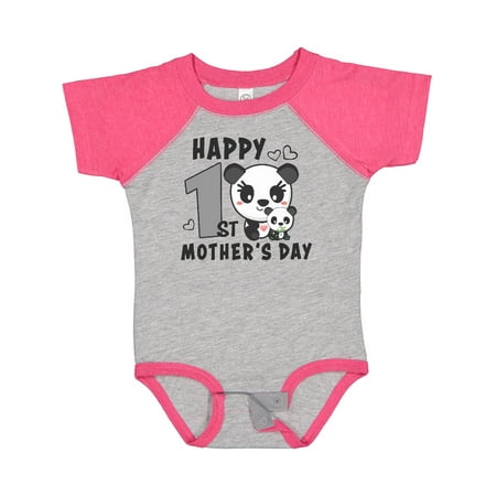 

Inktastic Happy First Mothers Day with Panda Bears Gift Baby Boy or Baby Girl Bodysuit