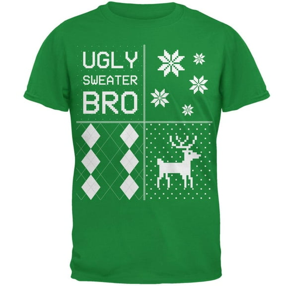 Ugly Sweater Bro XMAS Sweater Festive Blocks Irish Green Adult T-Shirt - 2X-Large