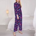 thumbnail image 3 of Balery Bright Purple Butterflies Conjunto de Pijama con Estampado para Mujer, Conjunto de Dos Piezas con Manga Larga, Ropa de Dormir Suave con Bolsillos, Pijamas Cómodos-Small, 3 of 7