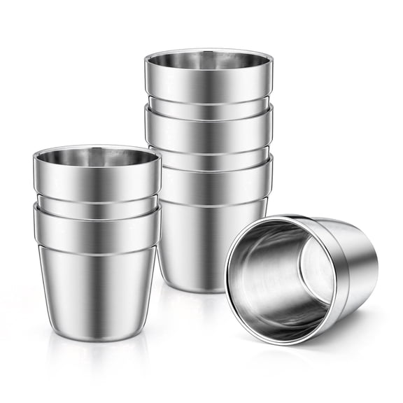 Vesteel 6 Pcs Stainless Steel Cups for Kids, 6 oz Double Wall Metal Drinking Cups, Stackable Tumbler Cups for Home Restaurant Camping, Mirror-Polished & Dishwasher Safe