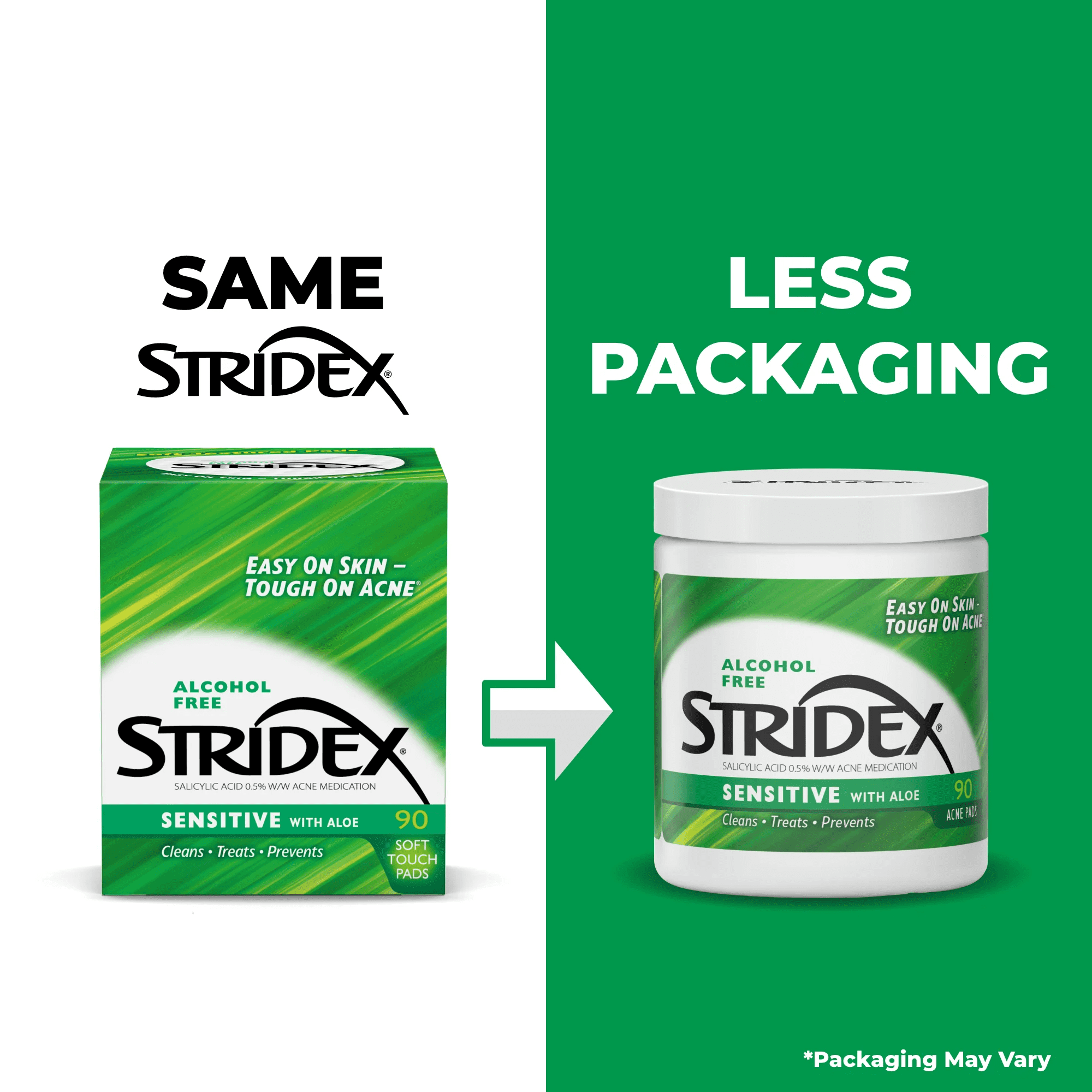 Stridex Medicated Acne Pads for Sensitive Skin, Alcohol-Free, 90 Count