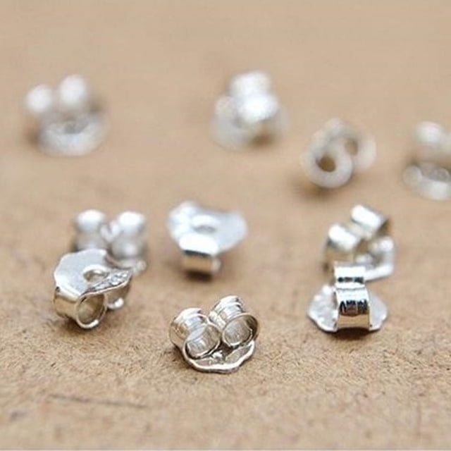 10 piezas de repuestos de parte trasera de pendientes de plata, parte trasera de pendientes hipoalergénica, cierre seguro de oreja, parte trasera de pendientes perforados para pendientes