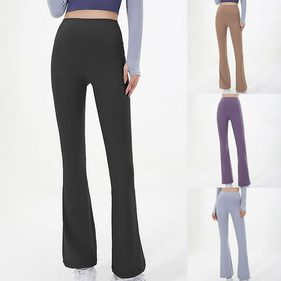 Elainilye Fashion Yoga Pants Women Flare Pants Athletic Fitness Pants High Waist Butt Lifting Leggings Seamless Pants,Black