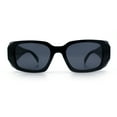 thumbnail image 5 of Womens Mod Rectangle Geo Bevel Cut Plastic Fashion Sunglasses All Black, 5 of 8