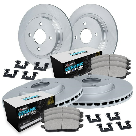 R1 Concepts Front Rear Brake Rotors Carbon With Euro Ceramic Pads Wdth2 12106 Fits select: 2012-2019 FIAT 500 POP