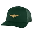 thumbnail image 6 of Aviation Trucker Hat - Navy Aviator Cap with Gold Embroidered Wings - Military Aviator Hat Snapback (NavyBlue), 6 of 9