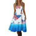 thumbnail image 2 of HAJWOH Women Independence Day Dresses 50s 60s Vintage Sleeveless Star and Stripe Print Cocktail Swing Dress Retro Patchwork Midi Evening Dress Light Blue XXL, 2 of 4