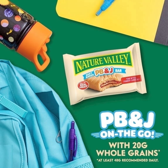 Nature Valley Soft Baked PB and J Bars, Peanut Butter and Strawberry Jelly, 5 Ct, 9.75 oz(2pack)