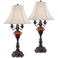 thumbnail image 2 of Barnes and Ivy Rhys 34" Tall Large Traditional End 3-Way Table Lamps Set of 2 Bronze Finish Metal Tortoise Shell Glass Living Room, 2 of 9