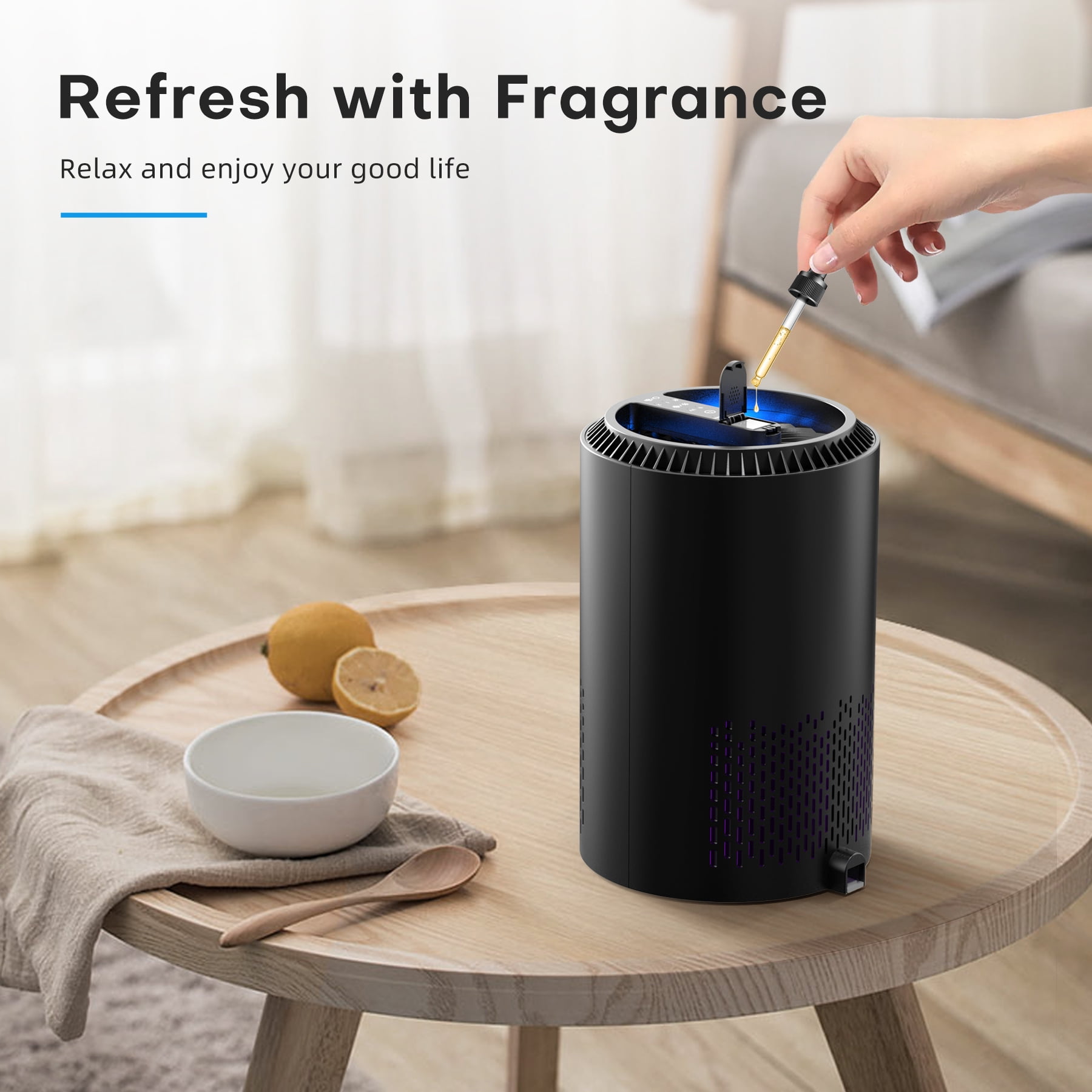 BREEZOME HEPA Air Purifier Remove PM10, PM2.5, Dust, Cotton Lint, Hair Air Cleaner for Home Bedroom, Black