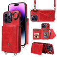 thumbnail image 1 of Shell For iPhone 14 Pro,Ring Kickstand Card Bag Leather+TPU Phone Case with Shoulder Strap, 1 of 5