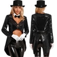 thumbnail image 3 of Aislor Women Magician Cosplay Tailcoat Jacket Halloween Performance Fancy Dress up Outfits Black 3XL, 3 of 7