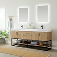 thumbnail image 4 of Vinnova Alistair 72" White Stone Top Oak Double Vanity Black Frame w/o Mirror, 4 of 16